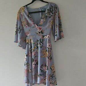 Sky Lavender Floral Midi Dress